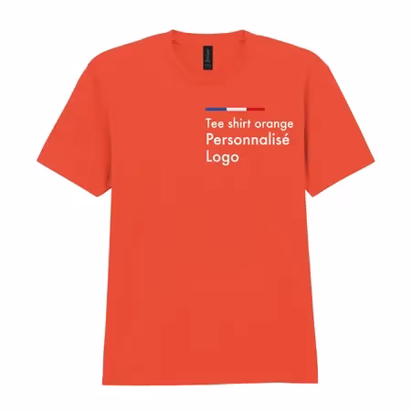 Tee shirt orange homme personnalisé, col rond, coton