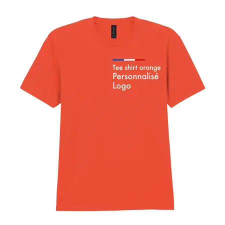 Tee shirt orange homme personnalisé, col rond, coton