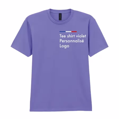 Tee shirt violet homme personnalisé, col rond, sofstyle